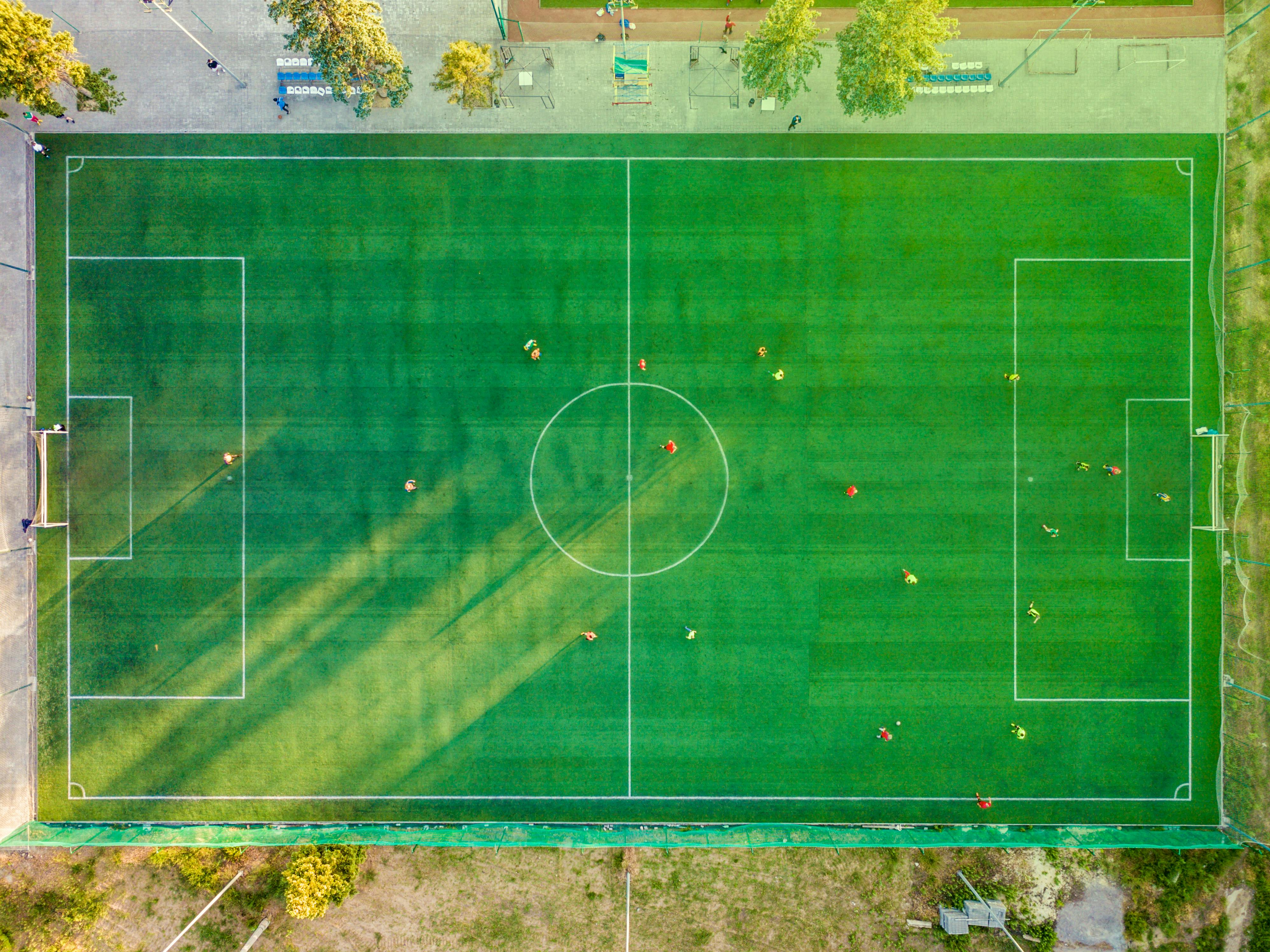 Aerial view of a futsal court